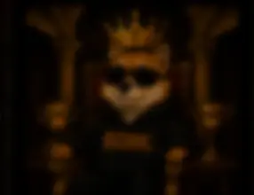 BORK wearing a crown, seated on a throne